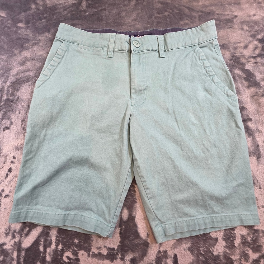 Rugby University Mens Size 30 Sage Green Stretch Chino Shorts Cotton Twill Flat
